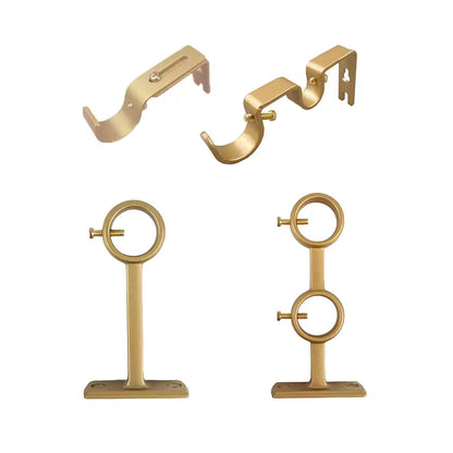 Metal Curtain Rod Bracket Brass Curtain Rod Holder Adjustable Curtain Rod Accessories Bracket Double