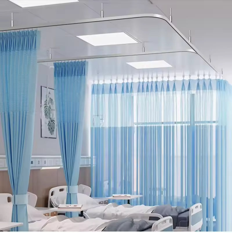 Modern Industrial Style Hospital Curtain Track Smart Curved Aluminium Alloy with Hook Accessories for Home Bathroom