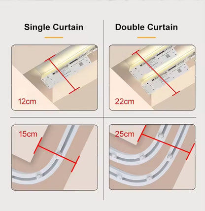 Electric Curtain Rail Track LED Heavy Duty Motorized Curtain Tracks with Remote Control