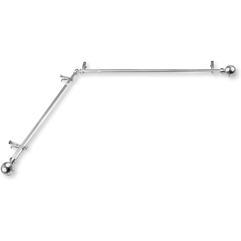 Extendable Tension Bronze Bending Curtain Rod Metal Telescopic Shower Rod Corner Curtain Rod for Bay Window