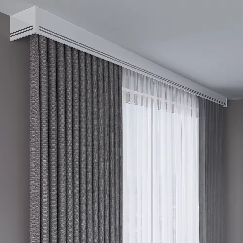 Double Curtain Track Rail Cassette Cover Aluminum Wall Mount Curtain Pelmet Box