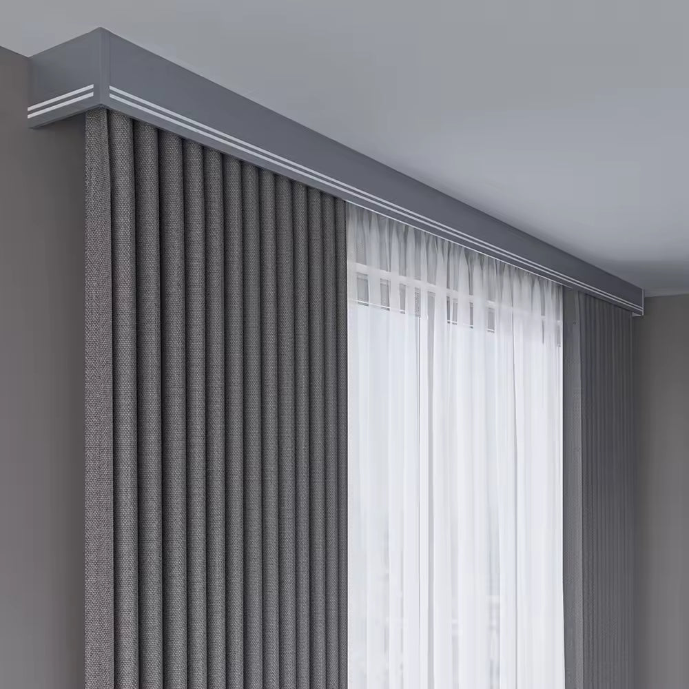 Double Curtain Track Rail Cassette Cover Aluminum Wall Mount Curtain Pelmet Box