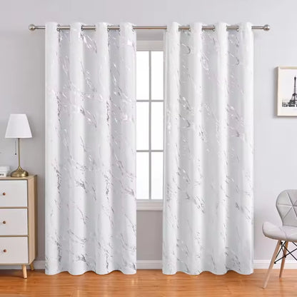 High Quality Marble Floral Pattern Blackout Curtains Woven Fabric Pleated Hook for Bedroom Living Room Balcony Office Home Decor
