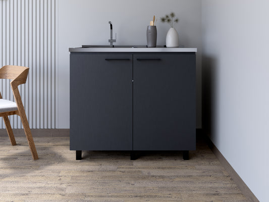 Utility Sink Cabinet Burwood, Kitchen, Black