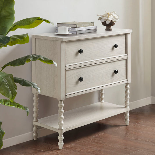 2 Drawer Accent Chest Antique Cream