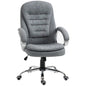High Back Home Office Chair Executive Computer Chair with Adjustable Height, Upholstered Thick Padding Headrest and Armrest - Grey