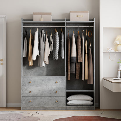 Open Wooden Wardrobe Storage for Bedroom, Gray