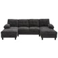 U-Shaped Sectional Sofa 103.5' Black Chenille Fabric Couch with Dual Chaise Lounges, Storage Pockets, Armrest Pillows