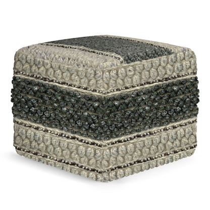 Grady - Square Pouf - Green / Natural