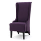 Plum Fabric Dining Chair with High Back and Birch Wood Legs