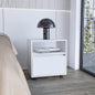 Nightstand 20'H, with One Open Shelf, 1 Drawer and Casters, White