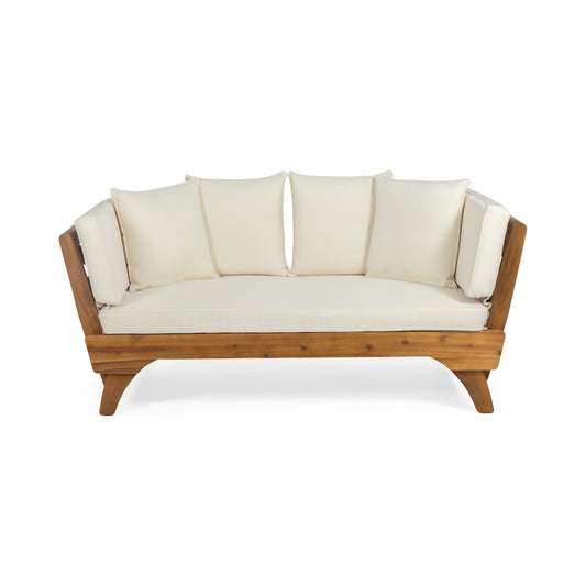 Outdoor Acacia Wood Expandable Daybed with Cushions