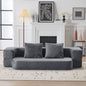 Ebern Designs Transformable Sectional Sofa with 3 Ottoman Stools - Supportive Foam Fold-Out Bed, Compact Chenille Lounger for Small Spaces & Home Offices.lihgt grey
