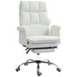 HOMCOM Executive Office Chair, PU Leather Ergonomic Office Desk Chair with Footrest, Reclining and Swivel Chair, White