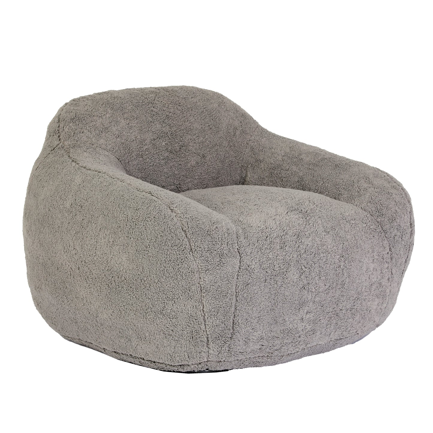 Giant Bean Bag Chair for Adults, Spacious Memory Foam Bean Bag Sofa with Armrests in Light Gray Teddy Fabric, Comfy Seating for Living Room or Bedroom