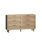 Natural Rattan Storage Cabinet with 6 Drawers for Bedroom and Living Room, Particle Board, 51.18'
