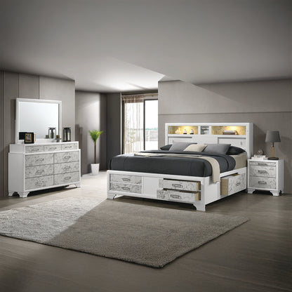 Soul Modern Style Queen 4PC Bedroom Set Made with wood in White