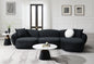Lucifer Black & White Shimmer Fabric Sectional Sofa w/3 Pillows