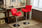 Glasgow Contemporary Tufted Adjustable Height Hidraulic Bar Stools, Set of 2, Red