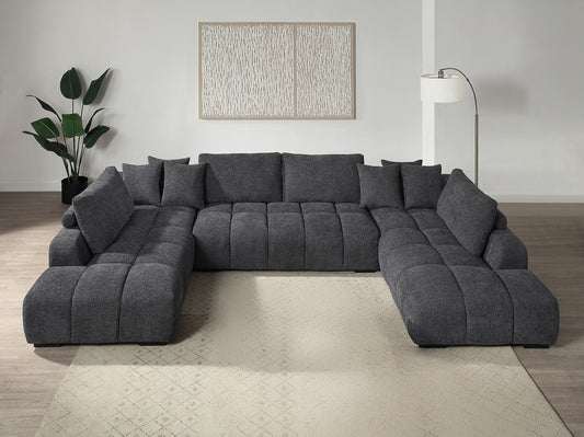 Chosen Gray Chenille Sectional Sofa with Toss Pillows with 2 Chaises