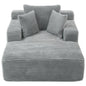 Modern Full-Compressed Chaise Lounge Sofa Bed with Removable Pillows, Upholstered in Grey Corduroy, 48.8'