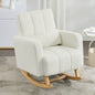 Accent Rocking Chair with Pillow, Ultimate Comfort for Your Home, Teddy Velvet, Cream White