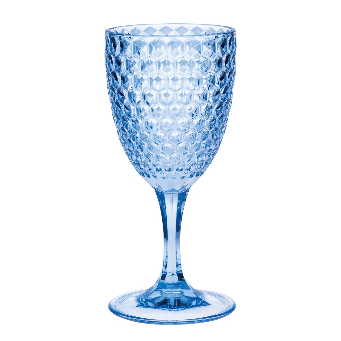 Stylish Diamond Cut Plastic Wine Glasses Set of 4 (12oz) - BPA Free, Unbreakable, Elegant Blue Acrylic Wine Glasses