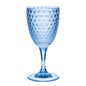 Stylish Diamond Cut Plastic Wine Glasses Set of 4 (12oz) - BPA Free, Unbreakable, Elegant Blue Acrylic Wine Glasses
