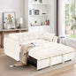 65'3-in-1 foldable large size sofa bed, modern velvet double sofa, sofa bed with adjustable back, storage bag and pillow, suitable for living room, bedroom (beige)