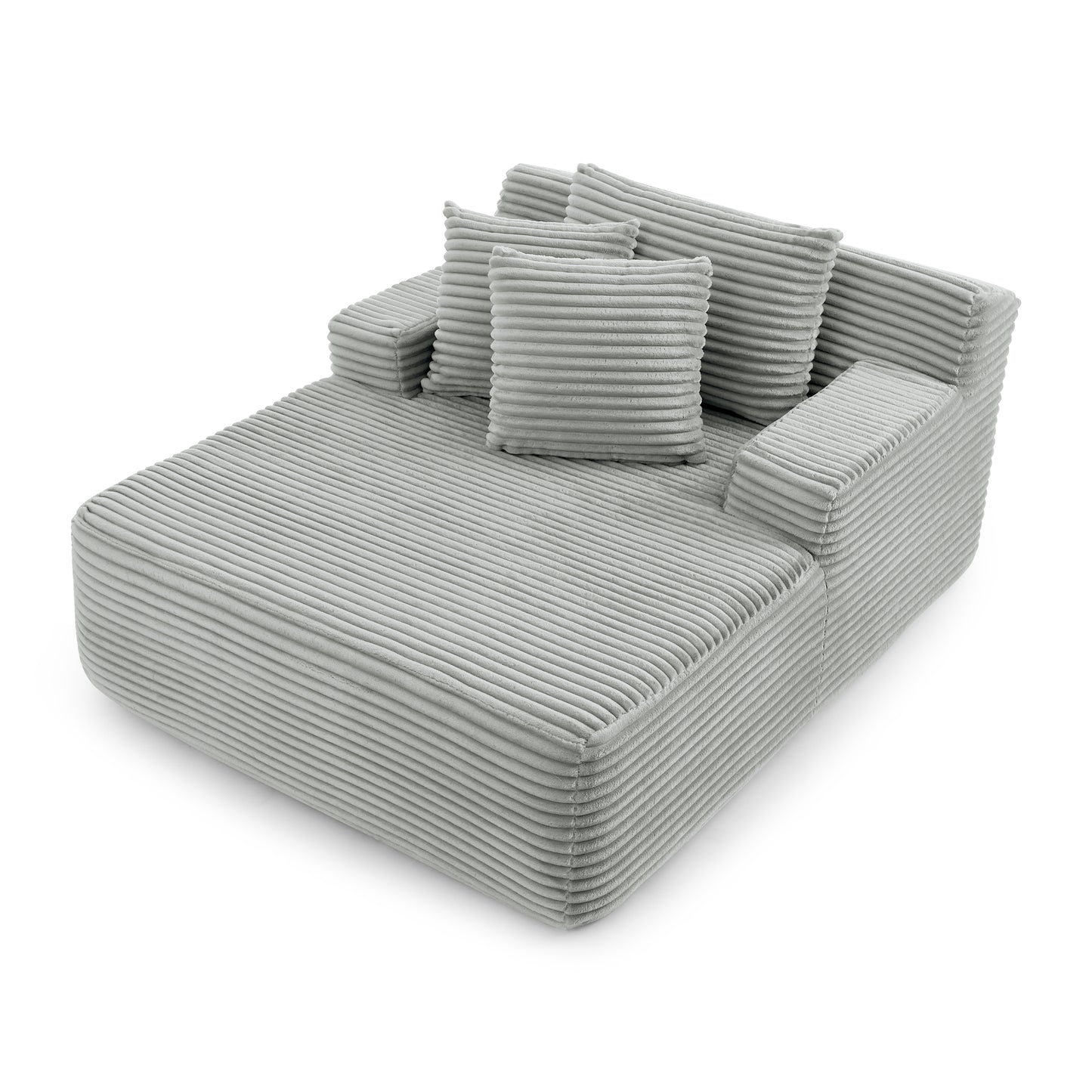 Modern Velvet Single Lazy Sofa Lounge Chair with High-Density Foam, Gray