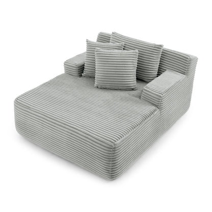 Modern Velvet Single Lazy Sofa Lounge Chair with High-Density Foam, Gray