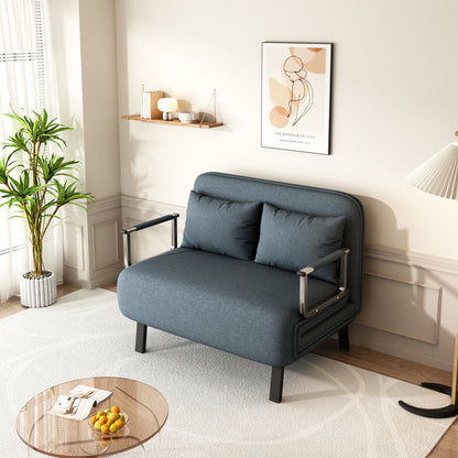 39″ Convertible Chair Bed, Tri-Fold Sofa Bed with Adjustable Backrest & Pillow, Leisure Chaise Lounge Couch with Sturdy Iron Frame for Home & Office, Comfortable Sleeper Chair