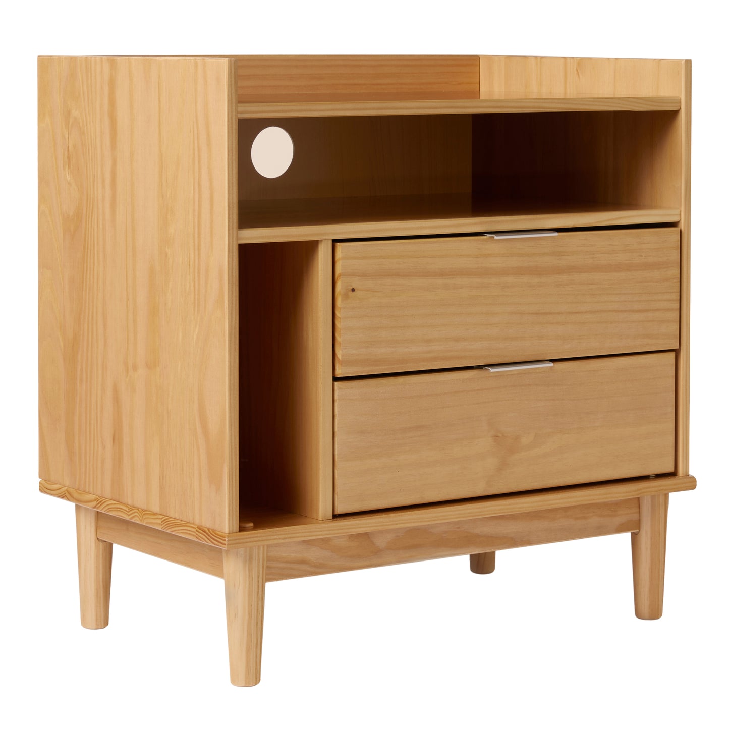 Nebulized Solid Wood Nightstand with 2 Drawers and Tray Top by Walker Edison