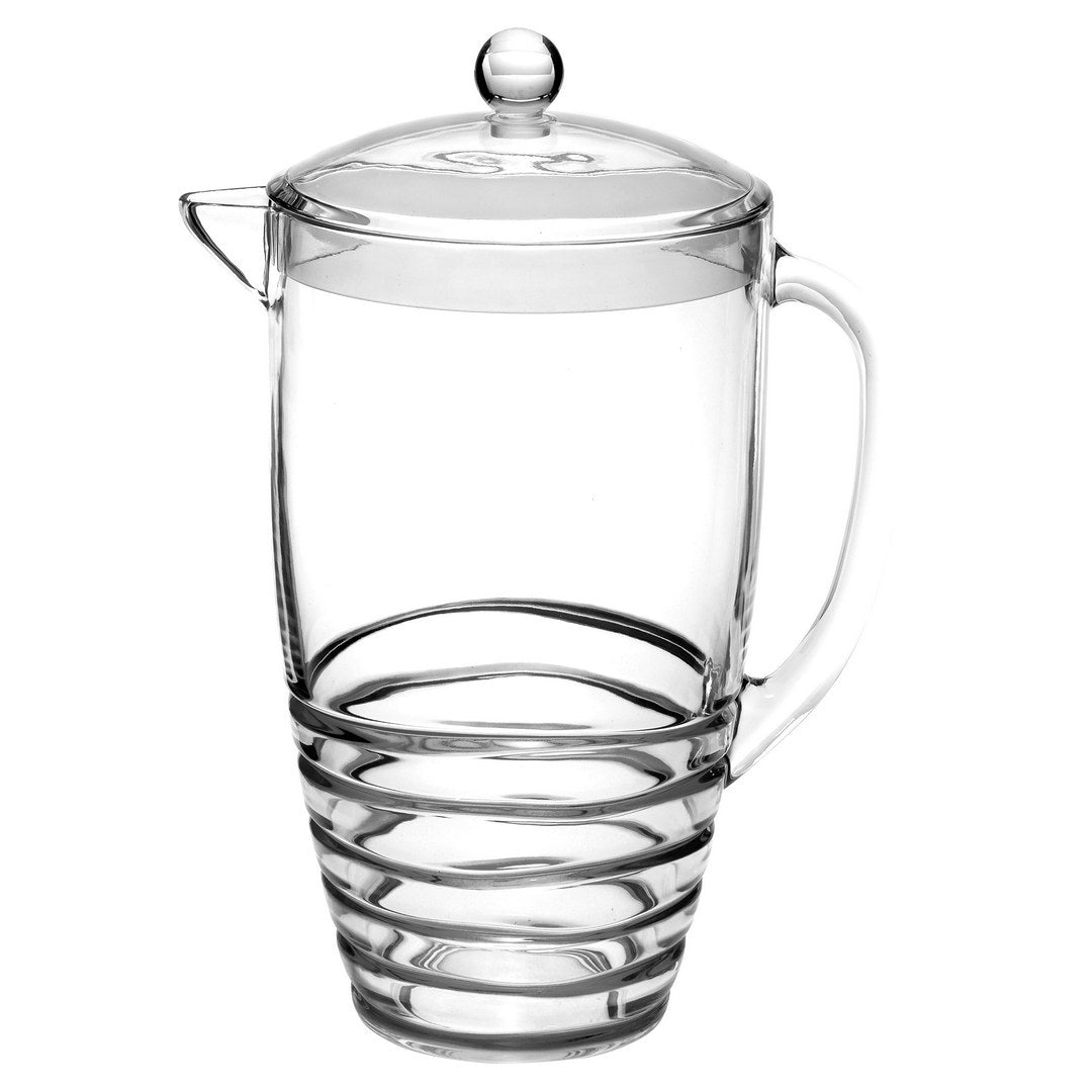 Swirl Unbreakable Plastic Water Pitcher with Lid and Spout, Clear Acrylic, 2.5 Quarts