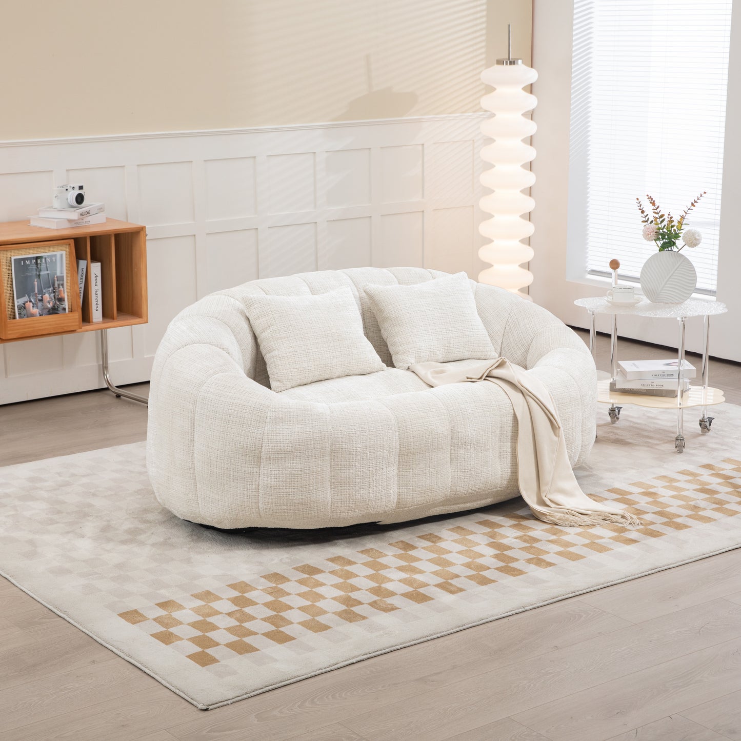 Bean Bag sofa Lazy Sofa Durable Comfort Lounger High Back Bean Bag Chair Couch for Adults and Kids, Indoor & Outdoor, Accent Floor Soft Lounge Chair  (Beige chenille)