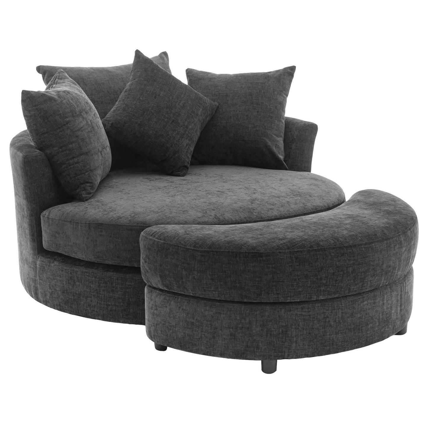 Orisfur 360° Swivel Accent Barrel Chair with Storage Ottoman & 4 Pillows, Modern Chenille Leisure Chair, Gray