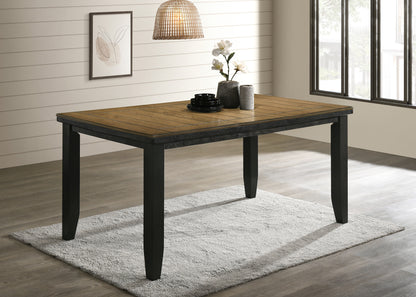 1pc Contemporary Style Dining Rectangular Table with18' Leaf Tapered Block Feet Wheat Charcoal Finish Dining Room Solid Wood Wooden Furniture