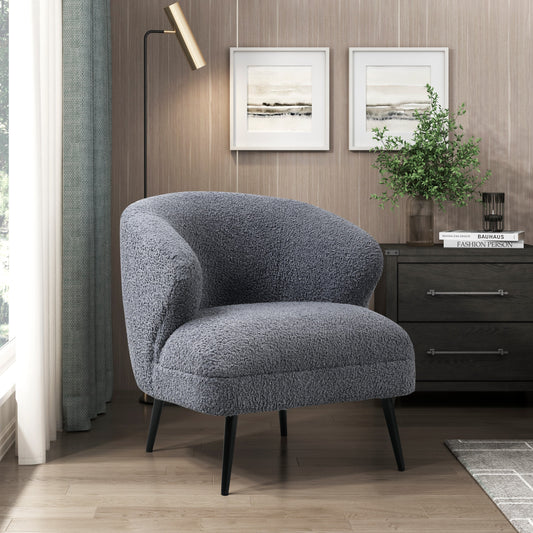 Luxury Living Room Furniture 1pc Accent Chair Dark Gray Boucle Upholstery, High-Density Foam Seat Cushions
