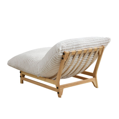 Accent  Armless Lazy Sofa, Casual Single Sofa, Corduroy Fabric, For Living Room And Bedroom , With Backrest, Single Seat, OFF-WHITE