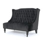 Nurturing Upholstered Loveseat with Wing Back and Diamond Tufting, Black