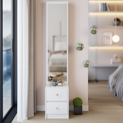 Length 11.8' x Width 15.7' x Height 63' Simple Stylish Dressing Mirror Cabinet, Full Body Mirror Cabinet, Extra Large Mirror, Multi Layer High Capacity Storage, Use Alone or In Conjunction With Vanity