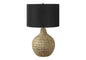 Lighting, 25'h, Table Lamp, Black Shade, Brown Resin, Contemporary
