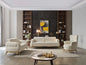 Zoe Modern style 3PC Living room set (Sofa + Loveseat + Chair) made with wood and Gold accents in Cream