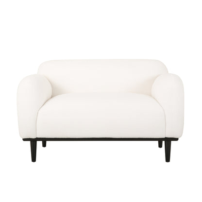 Sway Upholstered Loveseat with Wood Legs and Round Arms, White