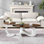 White Nesting Coffee Table Set of 2, Oral and Round Coffee Table Set, Table for Living Room, Large 47.24'', Small 19.69''