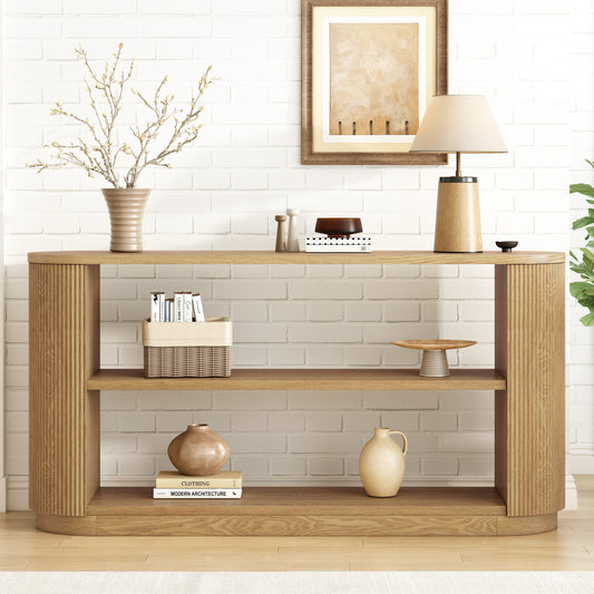 Mirod Modern Entryway Console Table - Slim Sofa Table with Open Shelf & Elegant Wood Grain, Multi-Functional Hallway Table for Living Room