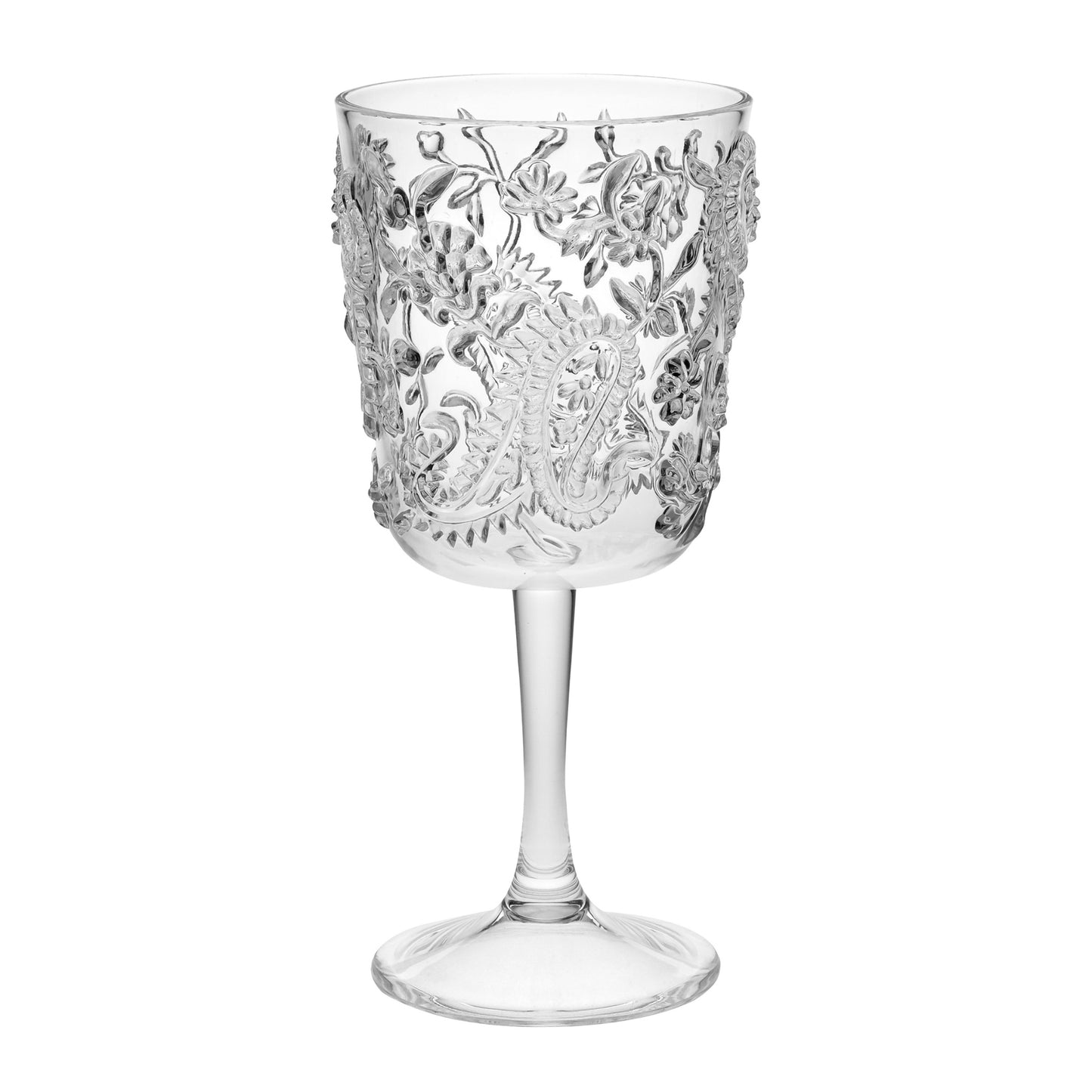 Paisley BPA Free Acrylic Wine Glass Set - Unbreakable, 13oz, Clear, Set of 4