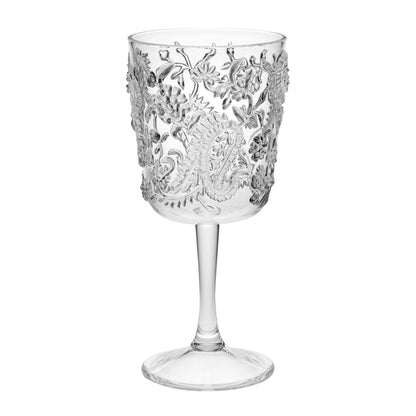 Paisley BPA Free Acrylic Wine Glass Set - Unbreakable, 13oz, Clear, Set of 4