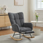 Modern Nursery Rocking Chair, Upholstered Glider Chair with High Backrest, Rocker Accent Armchair with Solid Wood Legs for Nursery Bedroom Living Room DARK GRAY