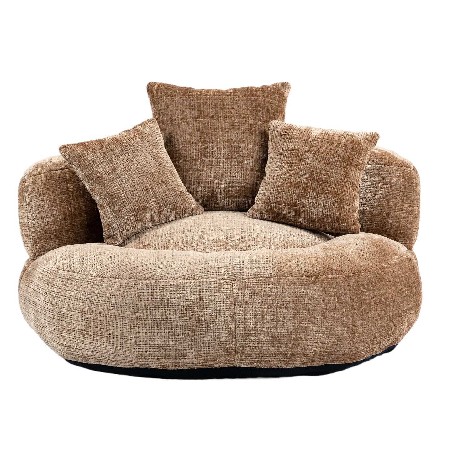 Lazy Sofa Durable Comfort Lounger High Back Bean Bag Chair with Three Pillows, Coffee Chenille, 42.52 inches